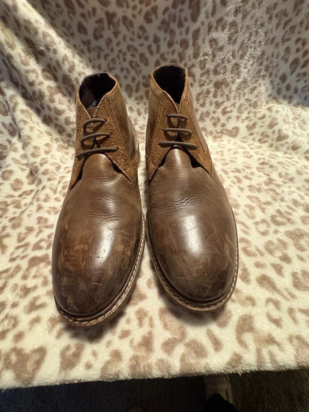Alfani Knight Men's Brown Leather Chukka Boots Size 8.5M